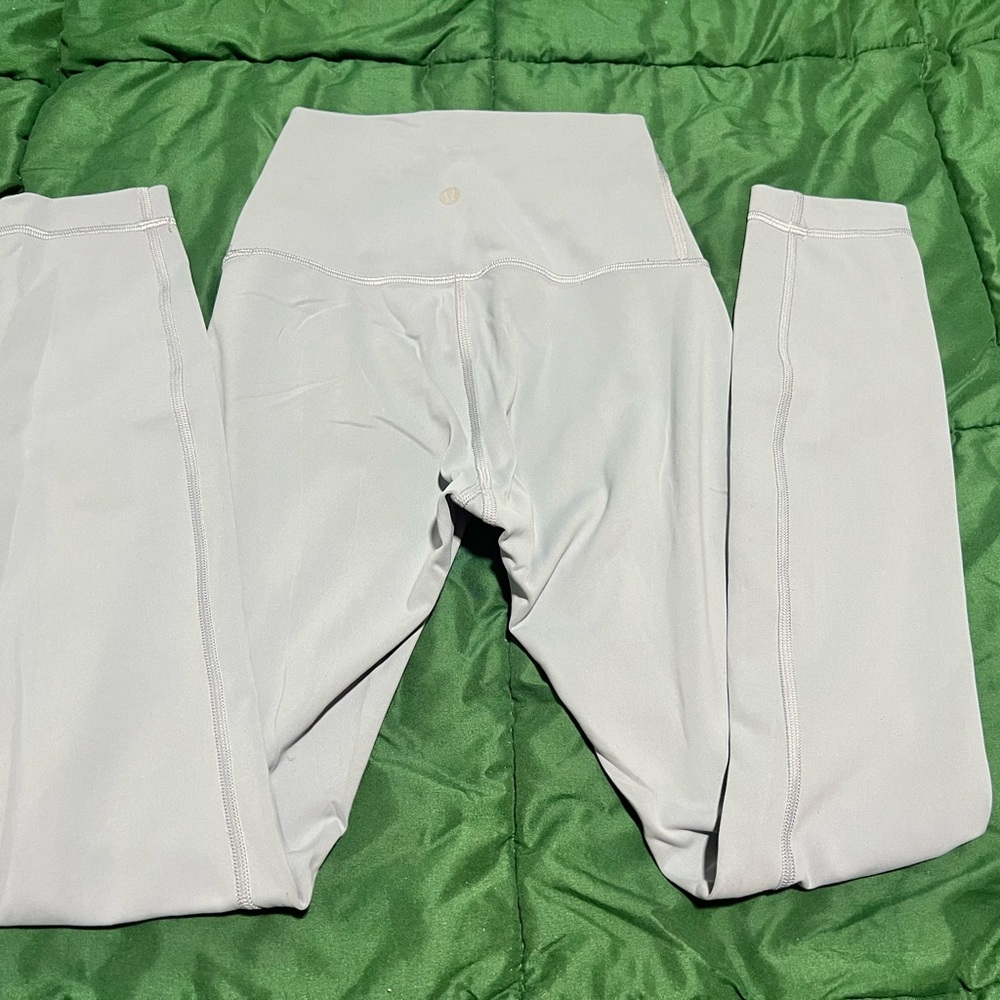 lululemon athletica Light Blue Gray Athletic Leggings Reflective Logo size 2